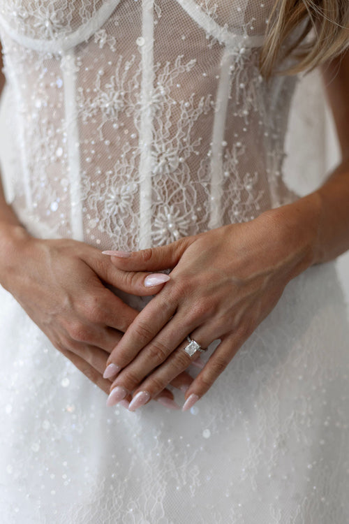 Kendall bridal mini dress full look
